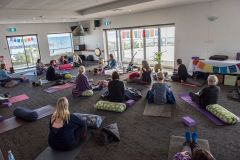 Soundbath on retreat with Yoga Garage, West Beach SA, 2019